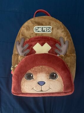Onepiece Plush Chopper Backpack in Brown and Red